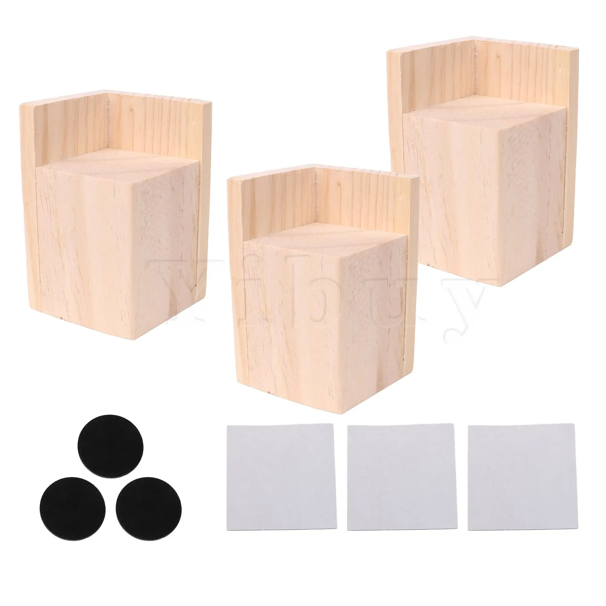 

3x Wooden Furniture Feet Legs Riser for Bed Couch Table 3.15 Inch Height