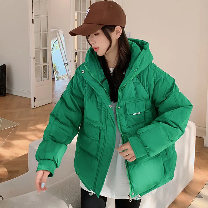 

Korean Large Size Loose Warm Outwear Women Hooded Parka 2022 New Winter Casual Down Cotton Jacket Female Coat