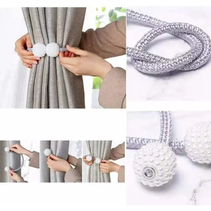 

Pearl Magnetic Curtain Clip Curtain Holders Tie Back Buckle Clips Hanging Ball Buckle Tie Back Curtain Accessories Home Decor