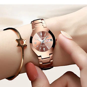 2023 New Luxury Women Bracelet Watch Rose Gold Stainless Steel Waterproof Ladies Quartz Wristwatch Female Clock Relogio Feminino 1