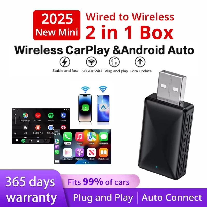 

НОВЫЙ беспроводной адаптер CarPlay Android Auto Smart Mini Box Plug and Play Wi-Fi, универсальное быстрое подключение
