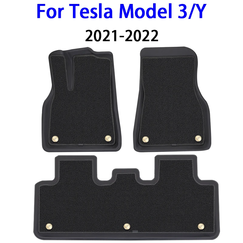 

For Tesla Model 3 Model Y 2021 2022 Floor Mat Fits All Weather Waterproof Floor Liner Full Set Front Rear Interior Mats 3D