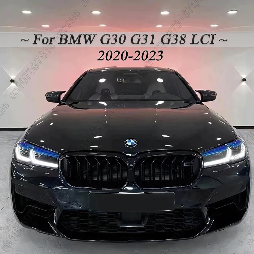 Фото Решетка радиатора для BMW 5 серии G30 G31 G38 LCI 520i 530i 540i M550i M550d 2020-2023, сетчатая, в стиле Racing Dual Line №2
