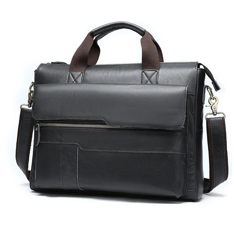 

Black Briefcase Newsbirds Case Doctor Layer Business Office Man Laptop Genuine Leather Computer Bags Men Male Bag