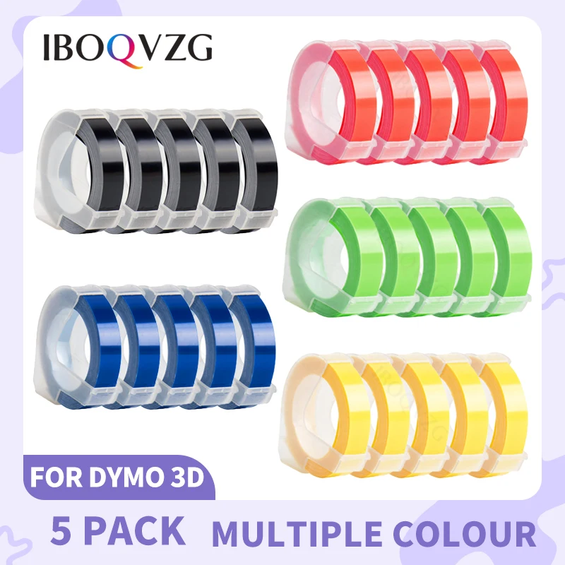 

IBOQVZG 5 шт., совместимая с Dymo 3D лента для этикеток 3D, пластиковая 3D этикетка для тиснения для Dymo Motex лента с тиснением 12695 принтер