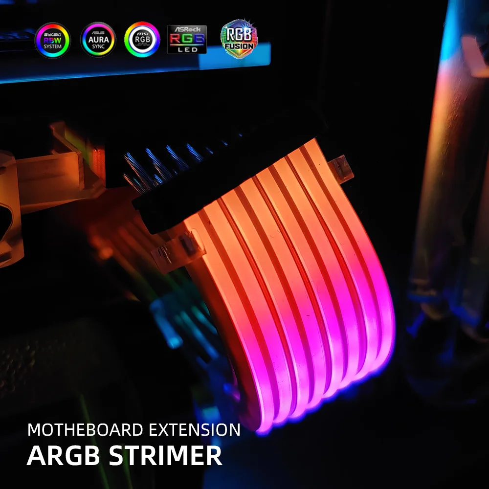 RGB 24PIN Motheboard Extension Wire ARGB GPU Cable 8PIN Lighting Rainbow Neon Strimer VGA Extender Hub PC MOD | Компьютеры и офис