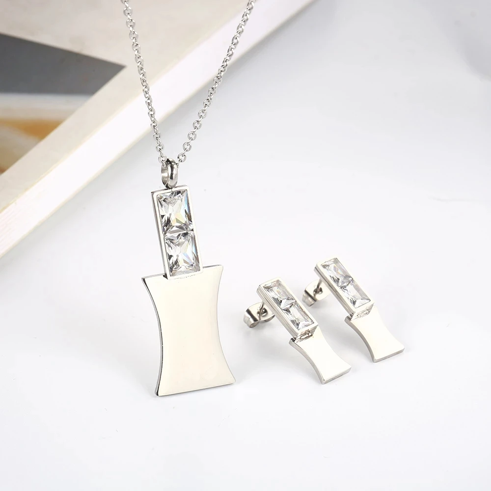 

Stainless Steel Jewelry Woman Vogue 2019 Ethnic Personalized Earring Necklace set Jewelry Accessories Mass Effect