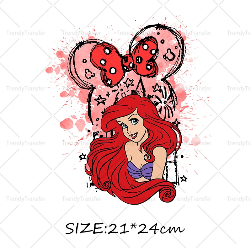 Акварельные наклейки для глажки принцесс Рапунцель Золушка Белль Русалка