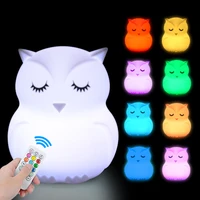 animal lamp silicone rabbit owl rgb led night light touch remote control dimmable timer rechargeable kids baby bedroom lamp gift