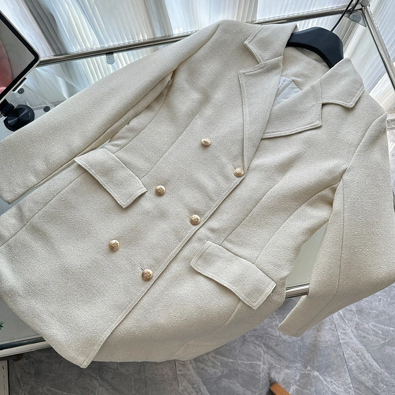 LUZHEN 2024 осенний роскошный элегантный двубортный пиджак женский модный однотонный