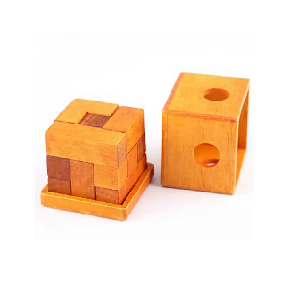 

Children Wooden Ming Lock Building Blocks Brain Teaser Puzzle Toy Cube Boxed