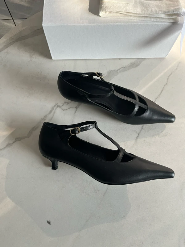 Maxdutti 2024 модные элегантные Т-образные кожаные сандалии на каблуке женские A/W