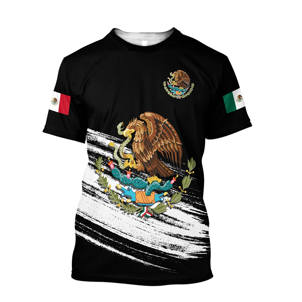 

MEXICO Flag t-Shirt Summer Men's T-Shirt National emblem Fashion O Neck Pullover Tops Tees Large Size Loose Retro Men's Clothing