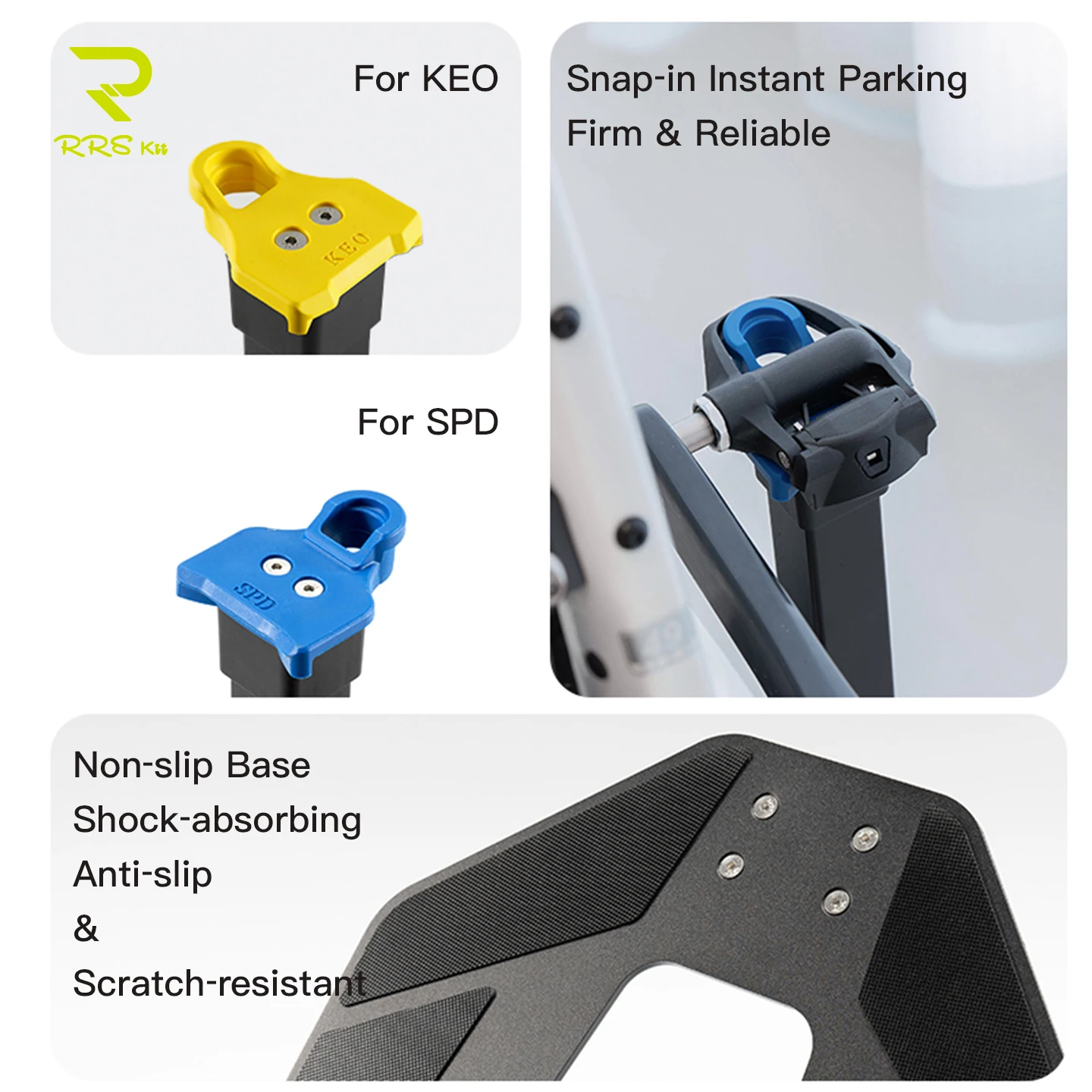 Фото Подставка для шоссейного велосипеда Rrskit, совместимая с педалями Keo SPD Clipless, стойка для хранения в помещении, держатель для велосипеда из высокоуглеродистой стали. №3