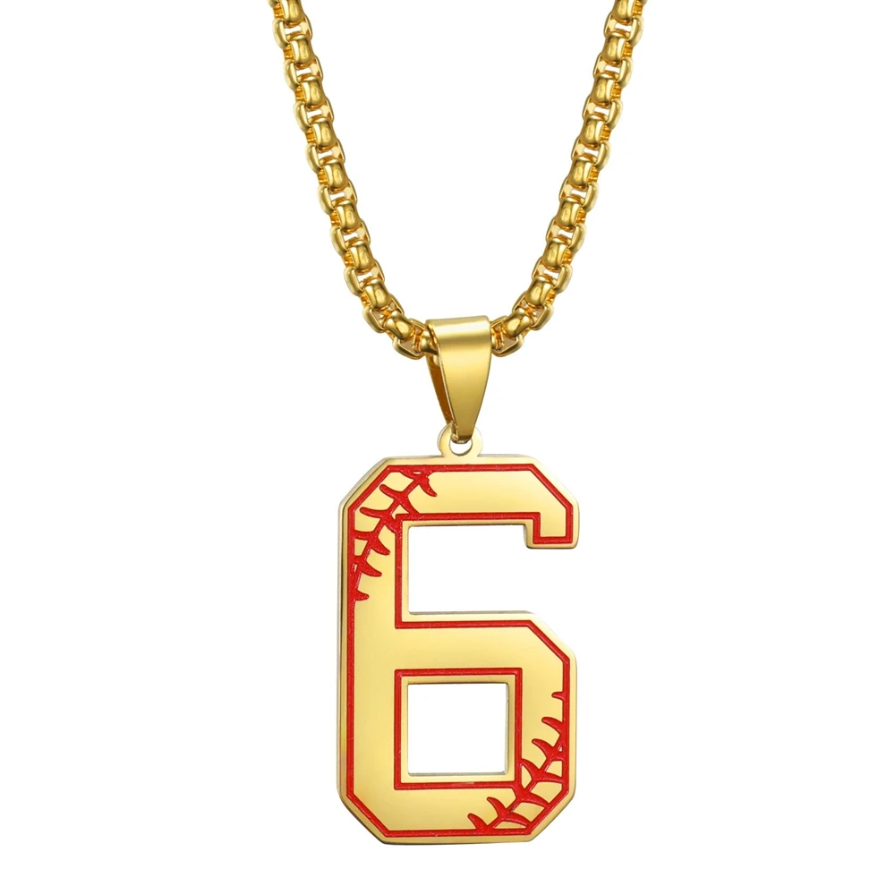 

Stainless Steel Jewelry Black Color Gold Color Steel Color 20.1x35.7mm Number Six 6 Pendant Necklace With 60cm Box Chain