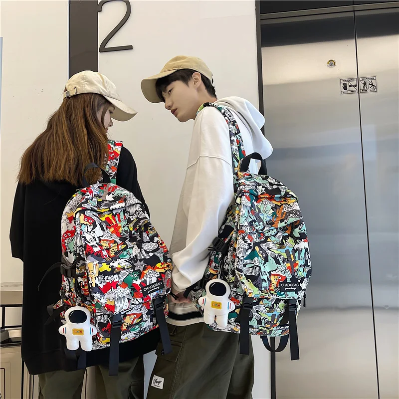Xiaomi Girl Male School Bag Female Graffiti Print Men Backpack Women Book Boy Bag Nylon Ladies Fashion Laptop Backpack Student