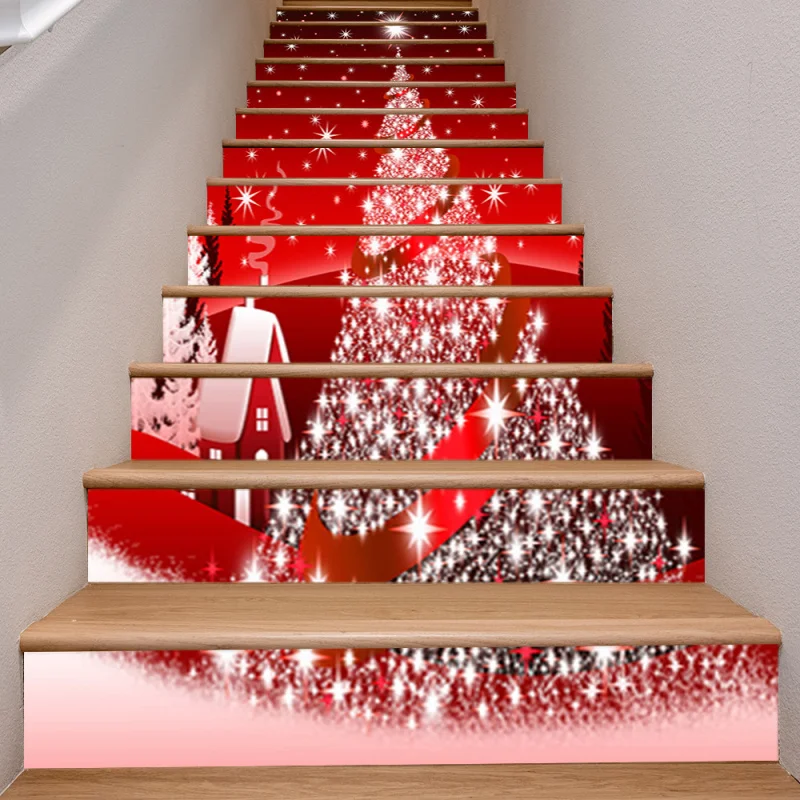 

6 шт./13 шт., самоклеящиеся ПВХ обои для лестницы