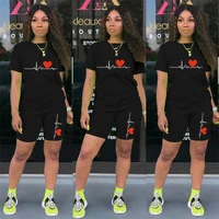 two piece set women summer pullover short sleeve o neck t shirts shorts set casual joggers biker shorts sexy outfit for woman