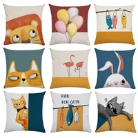 pillow covers decorative cute animal cotton linen pillowcase sofa bed pillows case decor home kids gift room aesthetics 45x45 cm
