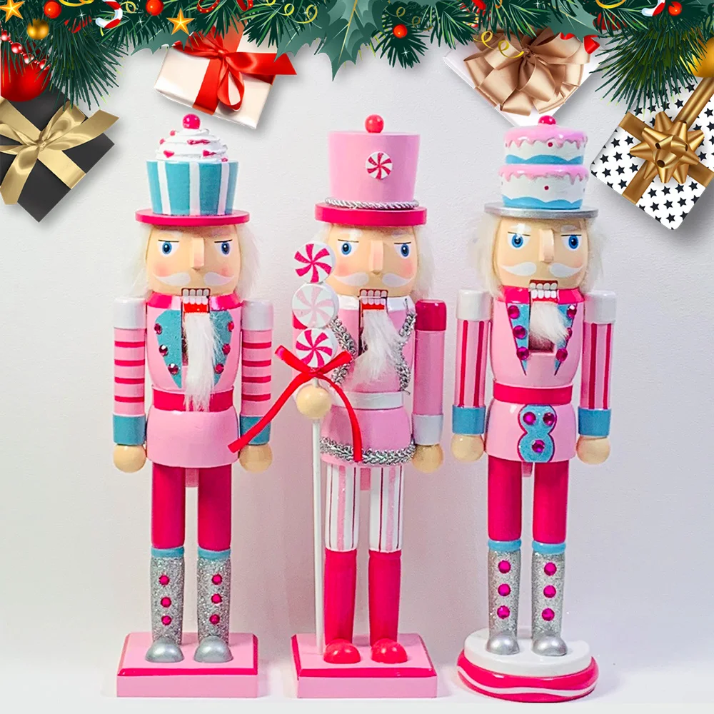 

Розовый гайковерт 35 см, Рождественский солдат, деревянные поделки, куклы, настольные украшения, новогодний и Рождественский подарок, украшения для дома