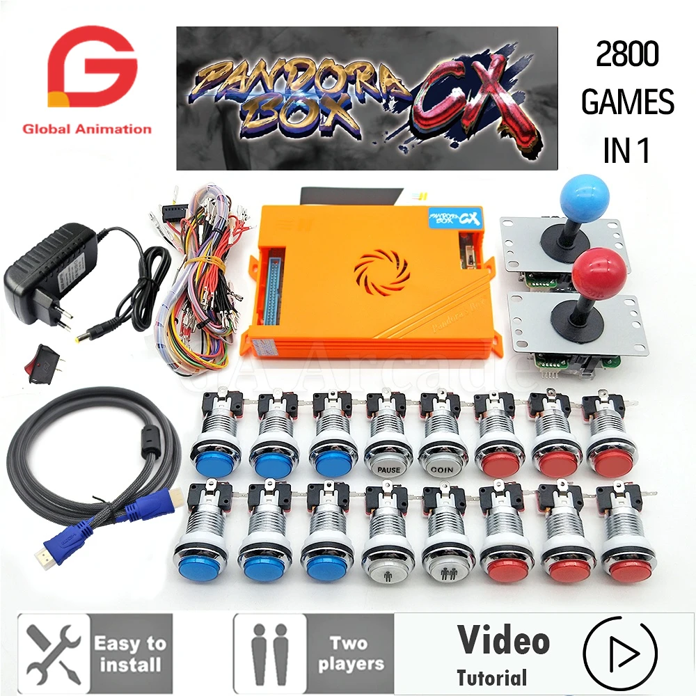 2800 In 1 Arcade Kit Pandora Box Cx Happ Arcade Buttons Mame 5 Pin 8 Way Joystick Arcade Pandora Box Cx Kit 4 Players Pandora