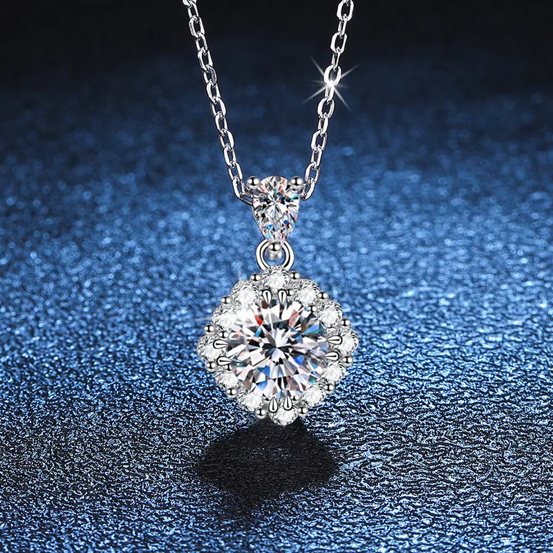 

Женское Ожерелье с квадратным муассанитом, ювелирное изделие из серебра 925 пробы, сертифицированное ожерелье с муассанитом, 1 карат, D-цвета, VVS1