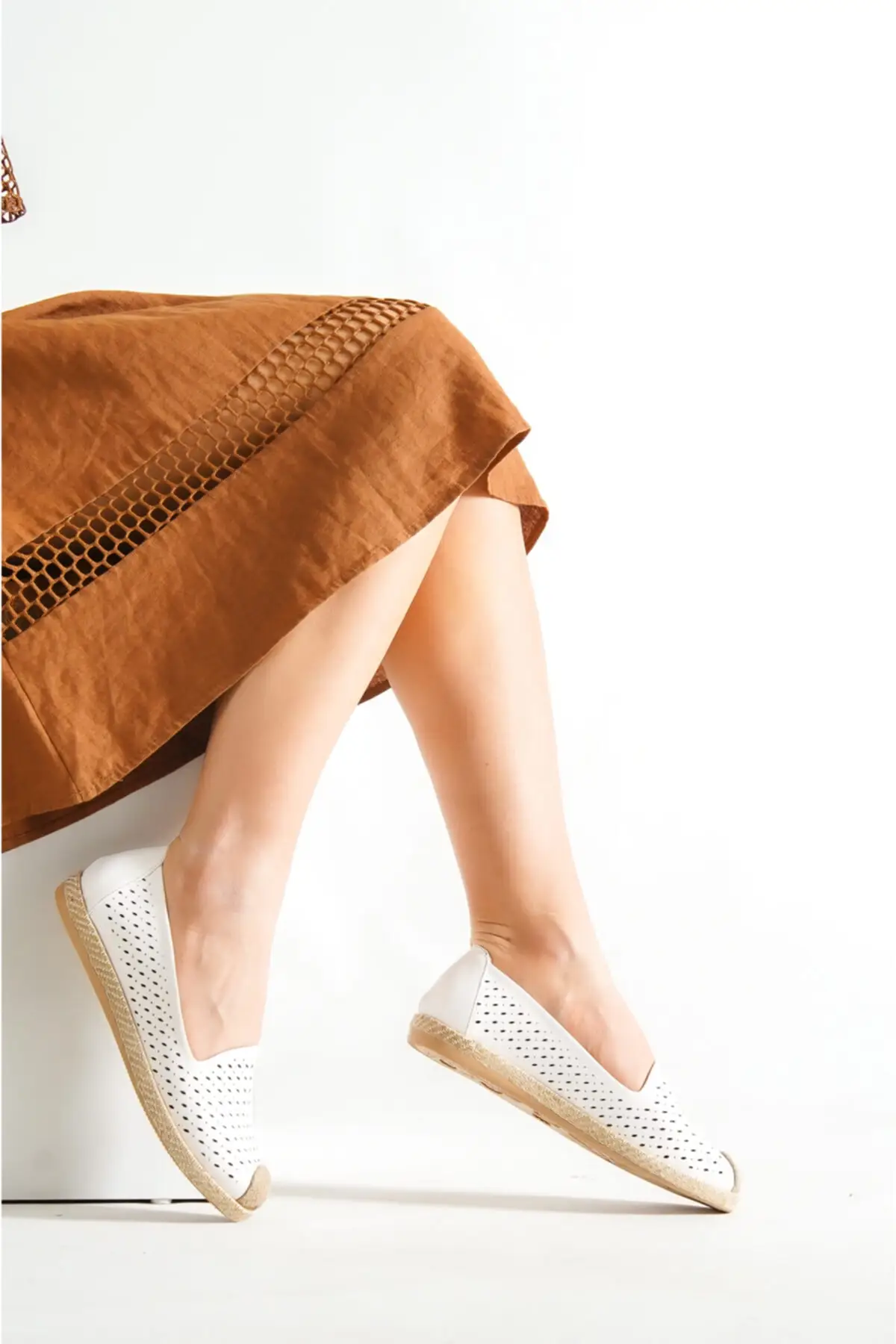 

Women Sandals Laser Cut Straw Detailed Ballet Flats 2022 New Summer Comfort Breathable Casual Quality Ladies Fashion Sandals