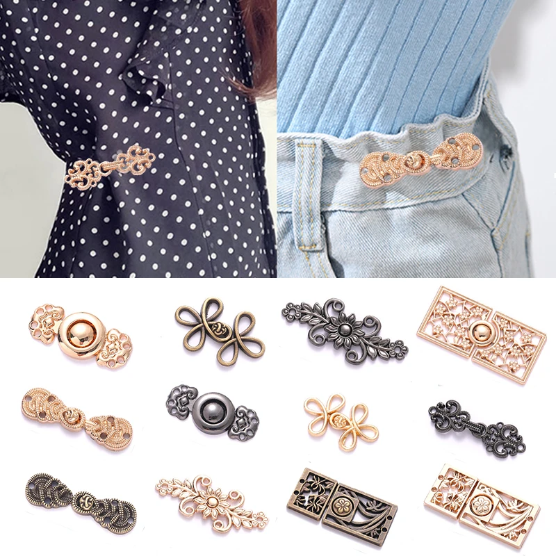 

1PC Metal Button Hanfu Dress Cheongsam Button Fixed Tighten Artifact Trousers Waist Button Skirt Adjustment Buckle Retro Sewing