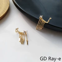 new fashion crystal cute lovely ear cuff for women chain tassel ear clip super fairy square diamante vintage earrings 1395