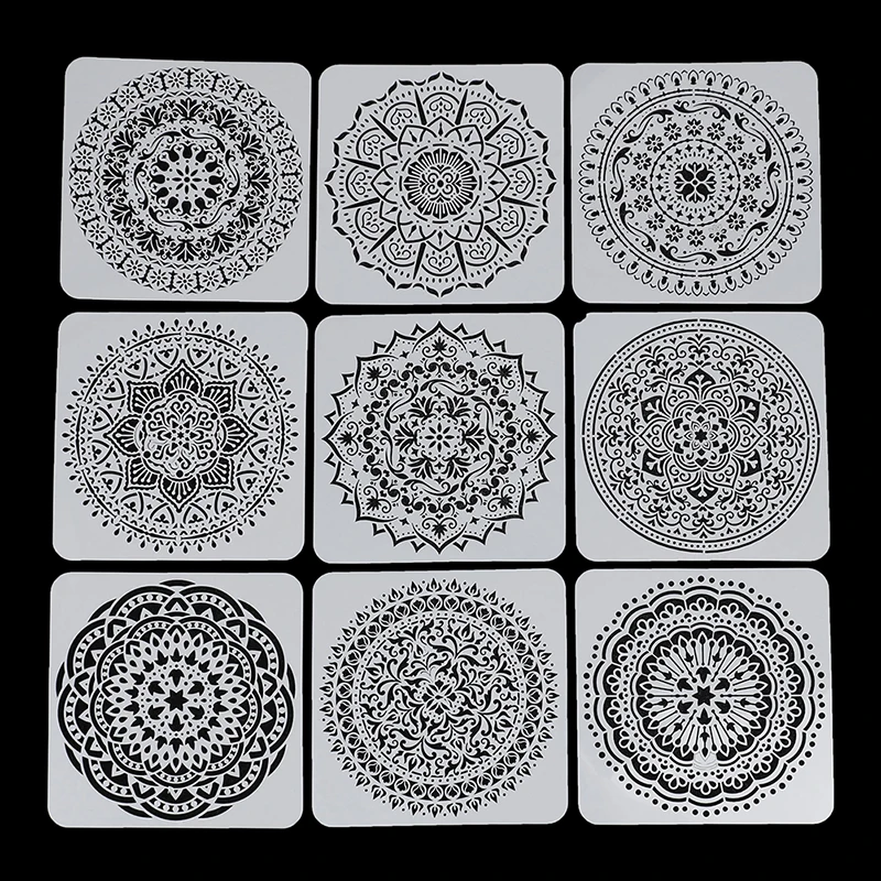 

9pcs/pack Mandala Round Geometry DIY Layering Stencils Painting Scrapbook Coloring Embossing Album Decorative Template