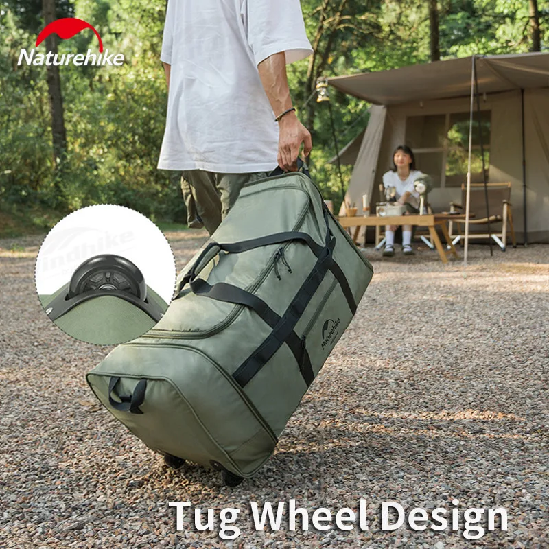 Naturehike 88L Folding Travel Luggage Bag Outdoor High-Capacity Wear-Resisting Camping Equipment Storage Pull Rod Wheel Bag