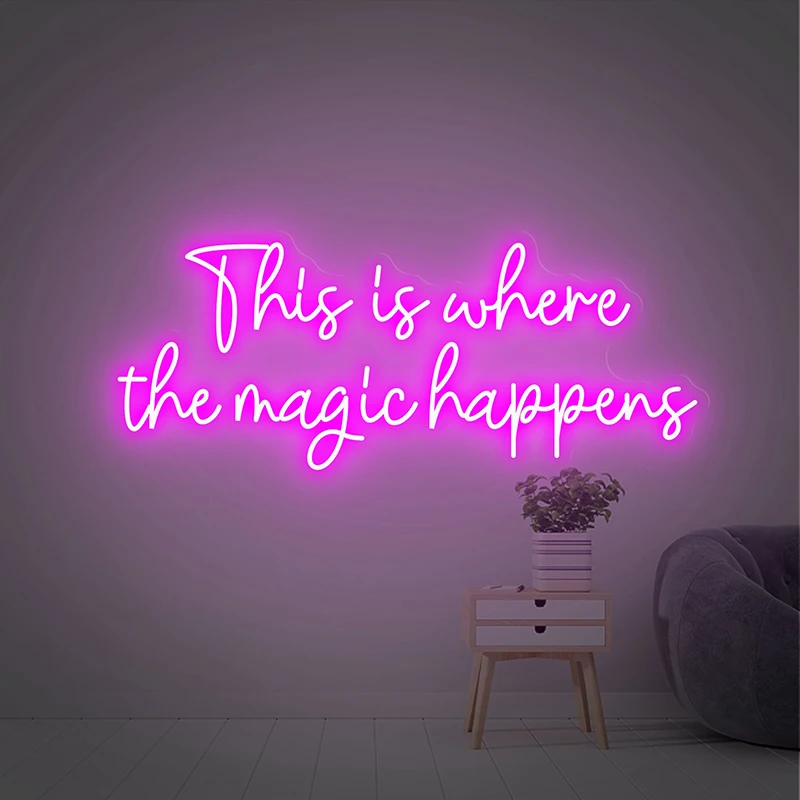 

Custom This Is Where The Magic Happens Neon Sign Handmade Wedding Bedroom Living Room Led Light Signs Wall Art Decoration Neon