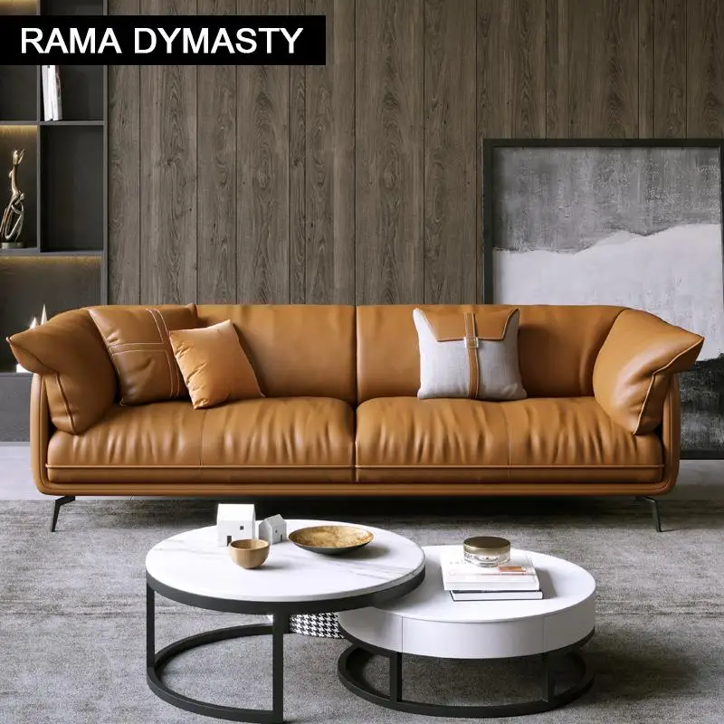 

TuyaEuropean Modern Simple Living Room Leather Sofa Small Family Sofa Set Combination