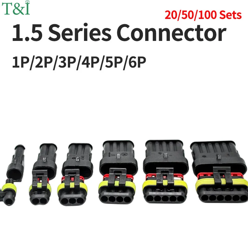 

20/50/100 Sets AMP/TE 1.5 Series 1P/2P/3P/4P/5P/6P Car Connector DJ7041-1.5-11/21 282080-1 Docking Terminal Waterproof Connector