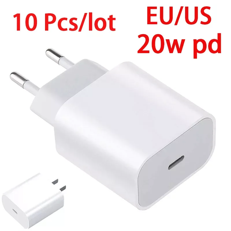 

10 шт./лот 20 Вт быстрое зарядное устройство для iPhone 12 штепсельная вилка Европейского/американского стандарта и USB-кабель для передачи данных ...
