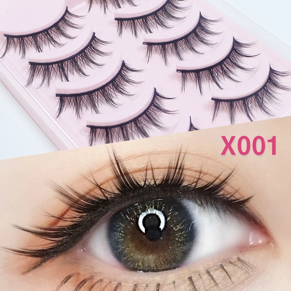 

5 Pairs Manga Lashes New Arrival Anime Cosplay Natural Wispy Lashes Korean Makeup Artificial False Eyelashes