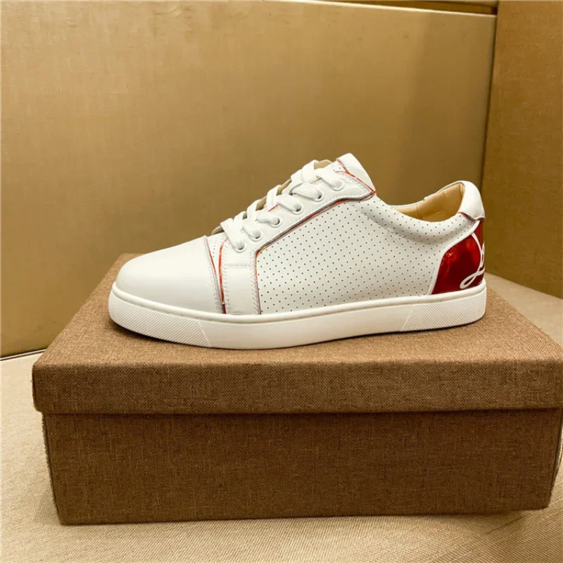 

Мужские туфли на шнуровке, низкая подошва, дышащая кожа, повседневные маленькие белые, в европейском и американском стиле