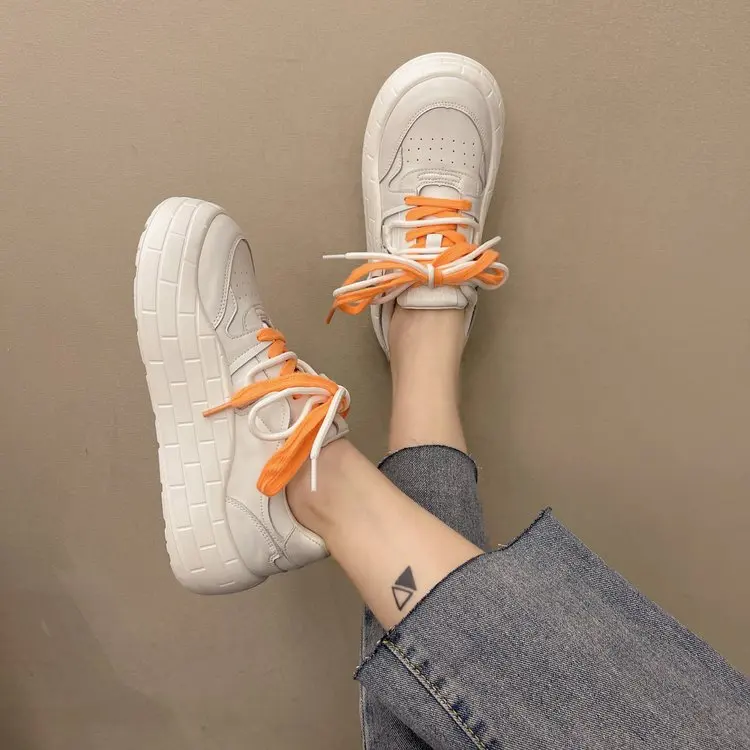 

Casual Woman Shoe Wedge Basket 2022 Shallow Mouth Autumn Round Toe Sports Small Summer Fall New Rubber PU Fabric Solid Leisure