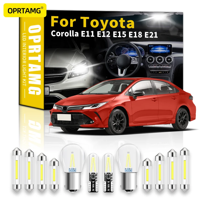 

OPRTAMG Canbus Car LED Interior Light Kit For Toyota Corolla Cross E11 E12 E15 E18 E21 Vehicle Dome Trunk Map Vanity Mirror Lamp