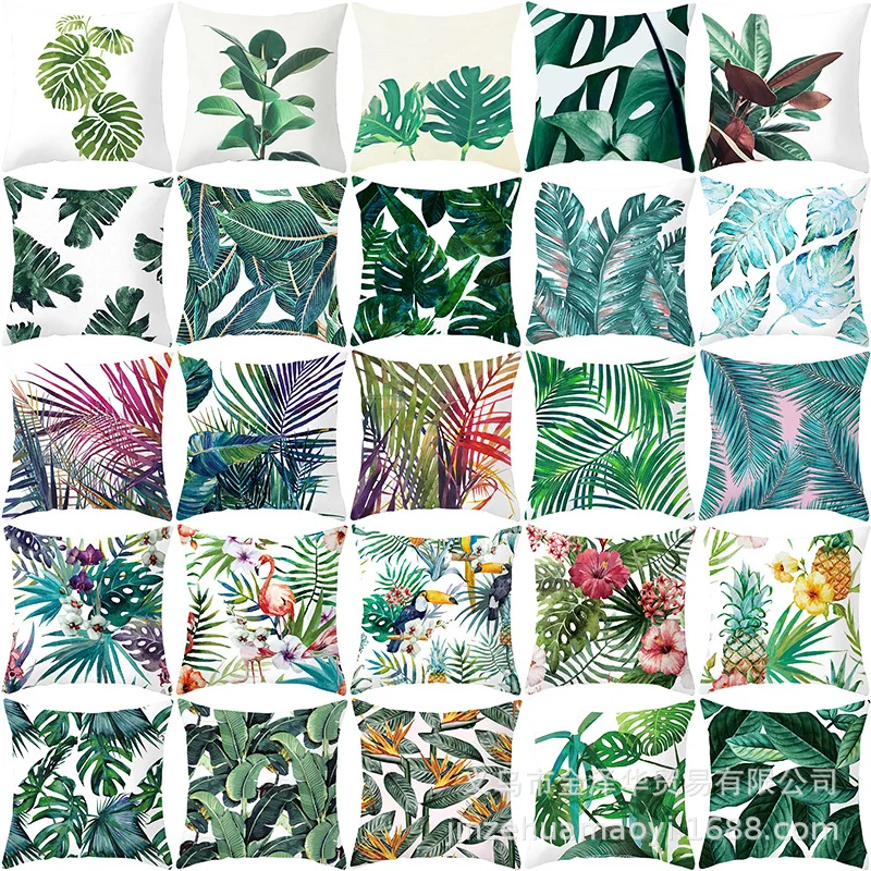 

45x45cm Cushion Cover for Livingroom Simple Green Pillow Cover Leaf Series Polyester High Quality Home Decor Pillowcase Office