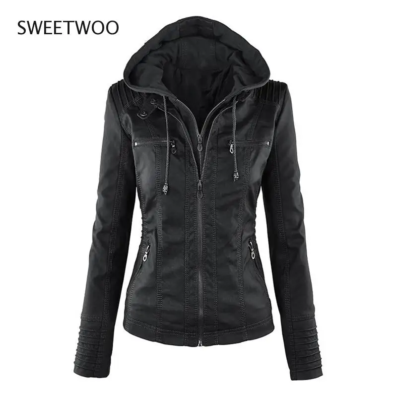 2022 Women Autumn Winter Faux Leather Jackets Coats Women Black Pu Motorcycle Leather Clothes for Women Y2K Jacket Fashion Tide