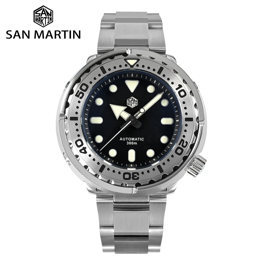 San Martin New 47mm Tuna Diver Watch Men Watches Automatic NH35 Mechanical Stainless Steel Wristwatch Sapphire Mirror 30Bar часы