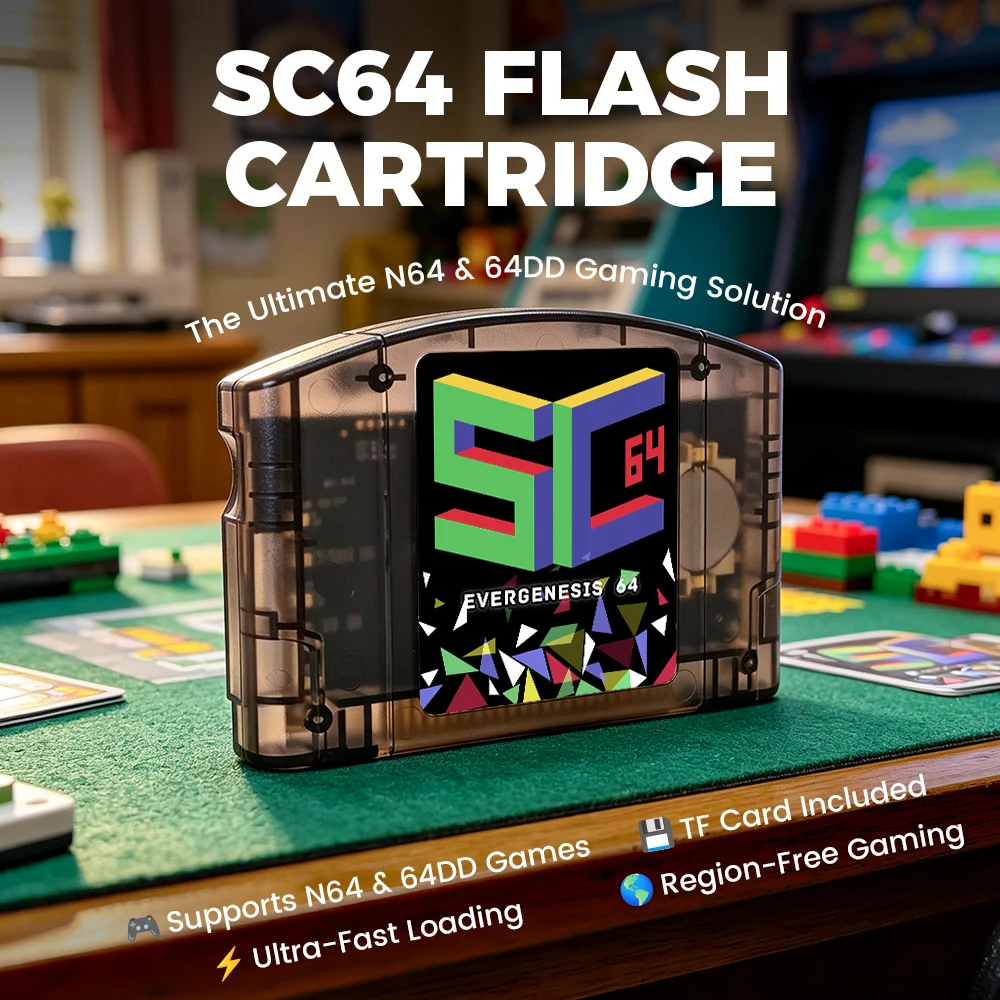 Фото Игровая карта SC64 с открытым исходным кодом, 5000 игр в 1, картридж для N64, TF-карта 16/32/64 ГБ для консоли Nintendo 64, поддержка игр N64DD/SNES/GBC №2