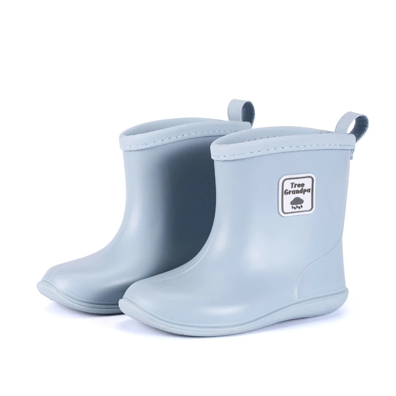 New Solid PVC Children Rain Boots Waterproof Anti Slip Toddler Boys Girls Rainboots Soft Bottom Slip On Kids Water Shoes