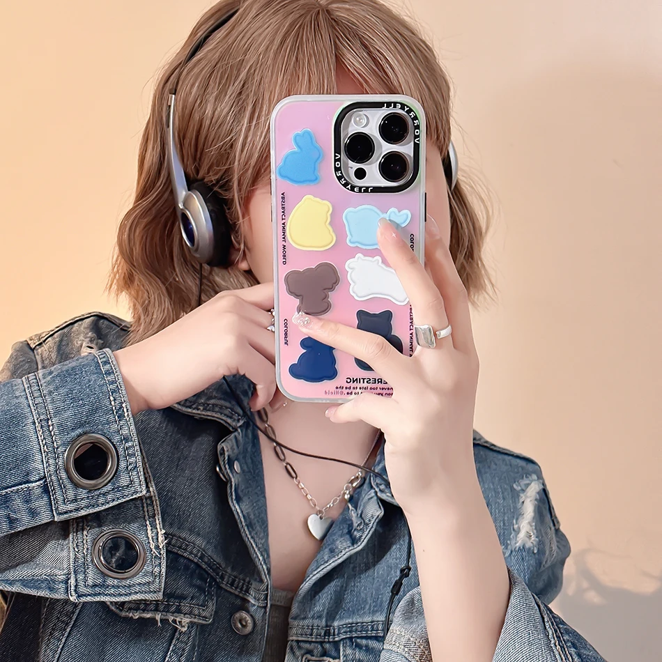 

For iPhone 14 Pro Case Graffiti Color Block Small Animal Laser Vitality Case For iPhone 13 12 11 Pro Max Shockproof Soft Cover