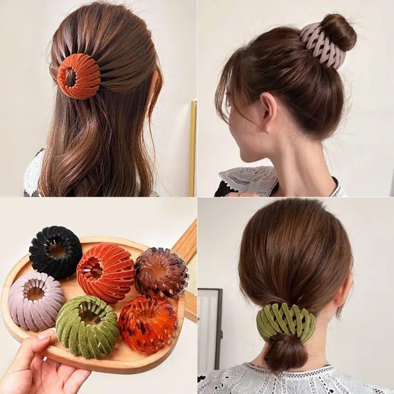 

Expandable Ponytail Holder Hairpin Curling Bird Nest Shaped Retractable Hair Clip Hairstyle Headbands Claw Hair Accessories