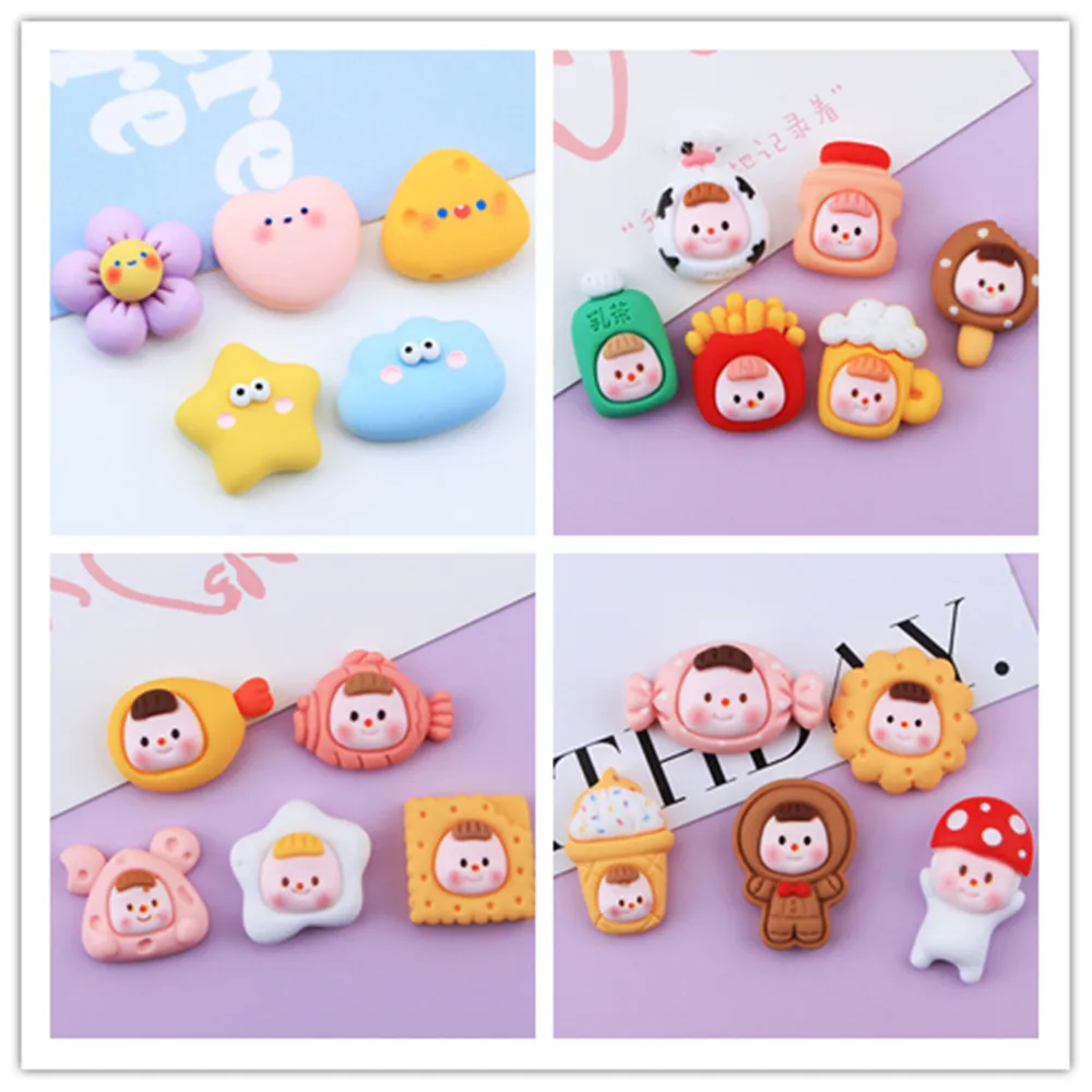 

Kawaii Cartoon Flat Back Resin Cabochon Doll Ice Cream Biscuit Scrapbooking Crafts DIY Phone Case Decoration Hair Accessories