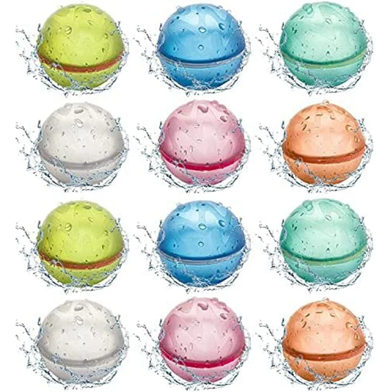 

12 Pcs Reusable Balloon Quick Fill Magnetic Silicone Water Bomb Balloon Outdoor Activity Water Games Toy Balloon For Kids Adults