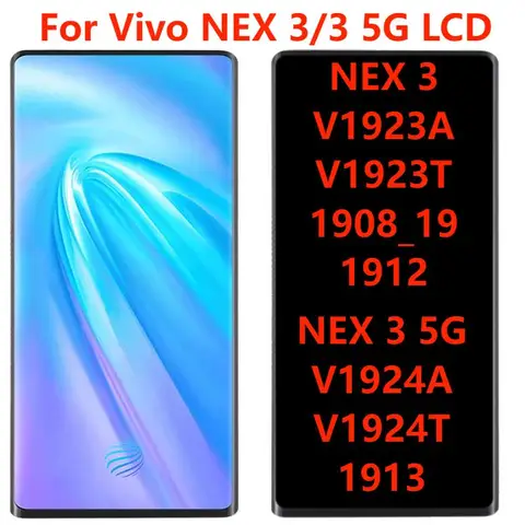 Оригинальный дисплей 6,89 дюйма для Vivo NEX 3 5G V1924A, ЖК-дисплей с рамкой Vivo NEX 3 V1923A V1923T, сменный сенсорный ЖК-экран с дигитайзером