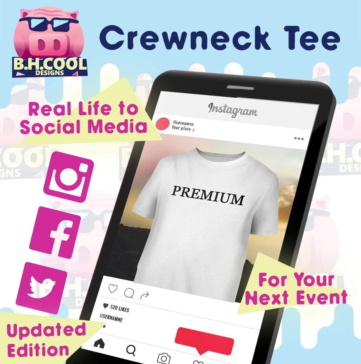 BH Cool Designs Привет Голодный. Я папа. - Мужская мягкая и удобная футболка CP05 черная